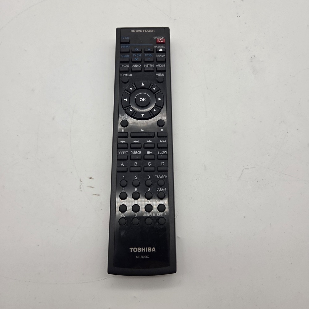 Toshiba SE-R0252 HD DVD Player Remote Control Black Genuine Replacement Tested